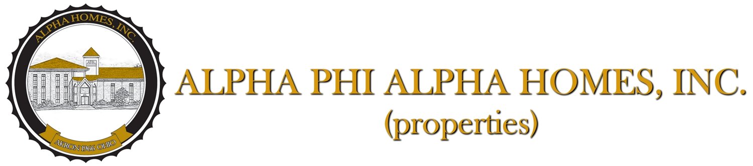 Black and yellow Alpha Phi Alpha Homes logo