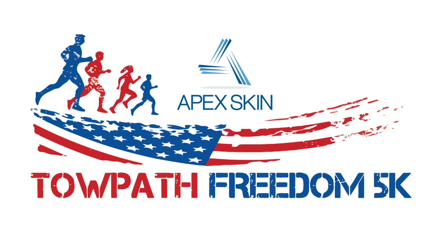 APEX Dermatology Freedom 5k logo in red and blue 