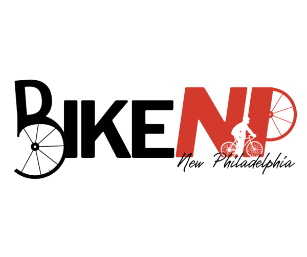 Bike NP logo with 'bike' in black text and 'NP' in red text with the words "New Philadelphia" underneath